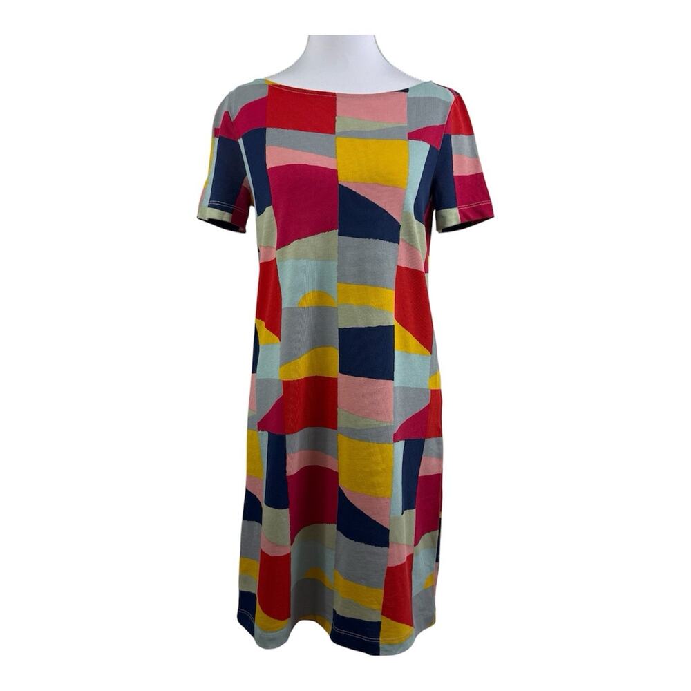 Tory Burch Red Canyon Patchwork Print Colorscape Kimberly Dress XS Pima Cotton